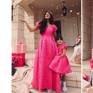 Pink floral print dress 
Size 16 
Worn 1x